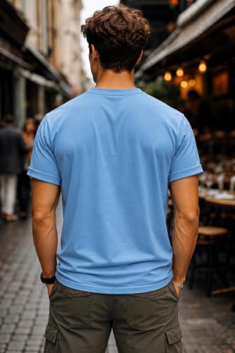 Image of INKKR Men's Solid Round Neck Half Sleeve Classic Cotton Bio-wash T-Shirt | Crew Neck Cotton Tshirt for Men