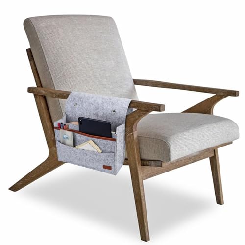 Filz Bett Organizer zum Einhängen, Betttasche zum Einhängen, Hängender Bett Organizer Einhängen, Bettablage Zeitungsständer für Schlafzimmer Schlafsaal Sofa Nachttisch Hängend Aufbewahrung, Hellgra