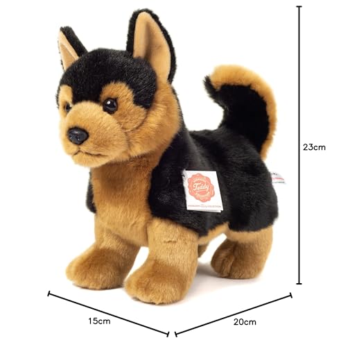 Teddy Hermann 91970 Schäferhund stehend 23 cm, Kuscheltier mit idealem Recyclinganteil (Füllmaterial)
