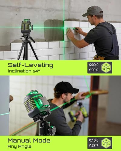 Image of LASGOO 3DX-C Green Laser Level with LCD Screen, Remote & Stand