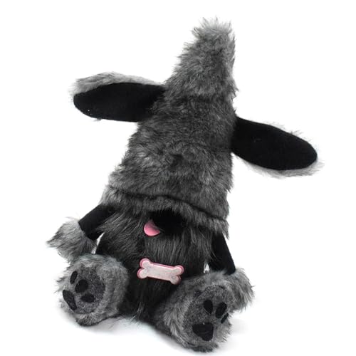 FANSHINUO Schwarzer Hund Zwerge Modell Plüschfigur Puppen stehend sitzend skandinavisch schwedische Tomte Skulptur Figur Party Decors Plüsch Hund Zwerge Figur
