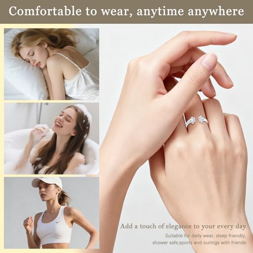 Anillo de abrazo ajustable en plata de ley con circonitas para mujer 4