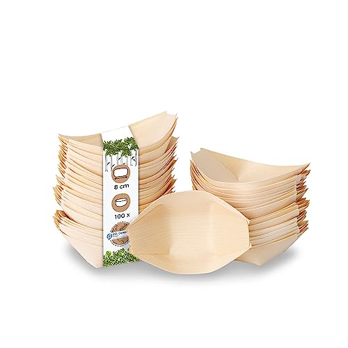 GREENBOX Holzschale Schiffchen aus Kiefernholz I Bio Einweggeschirr...