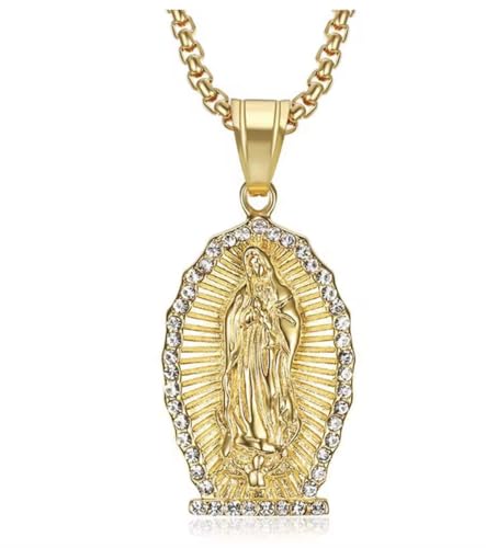 Collier Madone doré en acier inoxydable élégant et durable pour femme