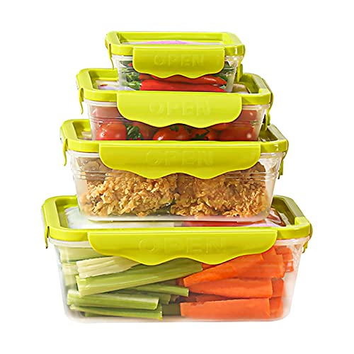 GmeDhc 4PCS Boîtes Alimentaire Plastique, Set Boite Hermetique Alimentaire avec Couvercle, Boîte de Rangement Cuisine, Ensemble de Conteneur Alimentaire, Sans BPA, Lave-Vaisselle Micro-Ondes Cover