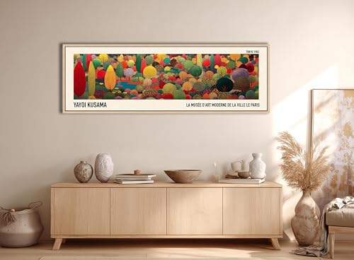 Art mural horizontal Kusama Forêt : grand tableau 50x150cm pour habiller un mur