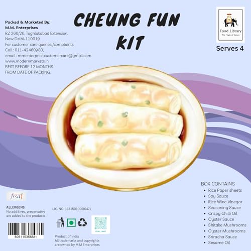 Food Library – The Magic of Nature Cheung Kit | Asian Cooking Kit with Rice Paper, Sriracha Sauce, Crispy Chilli Oil, Soy Sauce, Vinegar, Mushrooms & Sesame Oil - Serves 4.