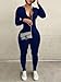 YeGine Women Long Sleeve Bodycon Jumpsuit Sexy Rompers One Piece Zip Up jumpsuits Navy Blue M