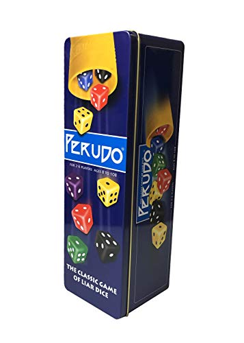 Perudo Vertical Dice Game Classic Bluffing Dice Game for 2-6 Players | Portable Tin Set | Family & Travel Game (Ages 8+)