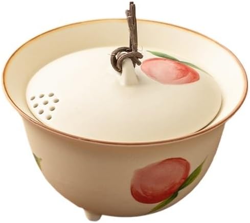 GSOUL Kungfu Tea cup Cream Yellow Hand-painted Gaiwan Ceramic Household Tea Maker One Person Small Non-scalded Single Brewing Cups Small Tea Cups