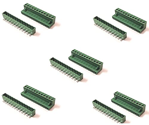 ERH India (Pack of 5) 5085 Plug in Type Screw Terminal Connector - 12 Pin - 5.08mm Pitch Right Angle Screw Terminal Block Male Female Pair Connector XY2500 Connector 300V/15A (B09NW36R2Q) Amazon Price History, Amazon Price Tracker