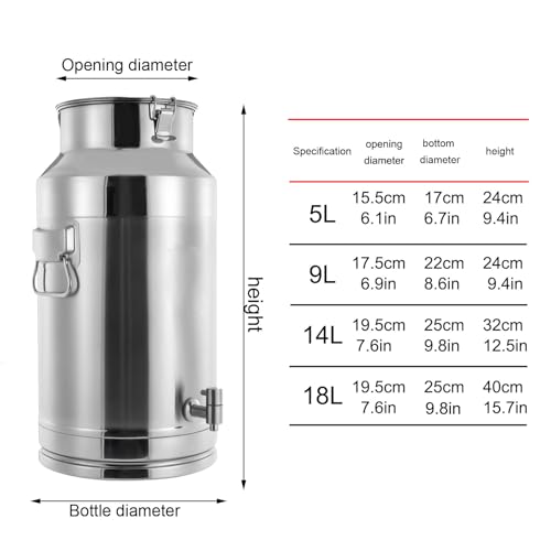 Seau à vin et réservoir à lait 5L en inox 201 pour la conservation d'huile et eau - 3