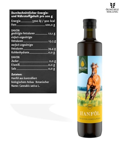 Ölmühle Solling Bio Tiernahrung Hanfsamenöl 500 ml