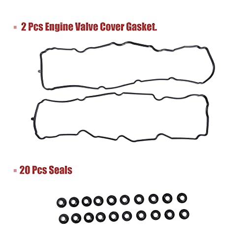 Image of X AUTOHAUX VS50652R Engine Valve Cover Gasket Set for Dodge for Ram 1500 3.7L 2005-2010 for Jeep Grand Cherokee 3.7L 2005-2010 for Jeep Liberty 3.7L 2005-2012