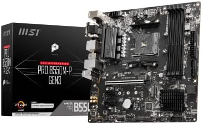 MSI PRO B550M-P GEN3 Motherboard, Micro-ATX, AM4 - AMD Ryzen 5000 Ready - DDR4 Boost 4400+MHz/OC, PCIe 3.0 x16 Slot, 1 x M.2 Gen3 Slot, 1G LAN