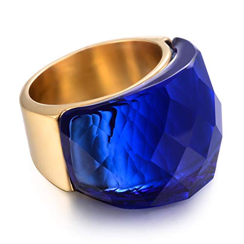 Image of HIJONES Men Women Stainless Steel Cubic Zirconia Royal Crystal Rings Wrap Band Cocktail Style