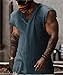 YSERB Tank Tops Men Summer Linen Tank Top Distressed V-Neck Sleeveless Workout T Shirts Gym Muscle T-Shirt with Frayed Hem Blue