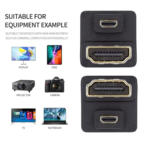 Adaptador HDMI Micro HDMI 2 piezas ángulo 360 grados miniatura 3