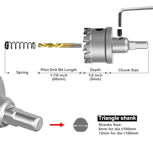 Image of SALI 1-11 /16 inch (43mm) TCT Hole Saw Kit Tungsten Carbide Tipped Hole Saw Drill Bit with Titanium-Plated Pilot Drill bit for Metal, Stainless Steel, Iron, Wood, Plastic