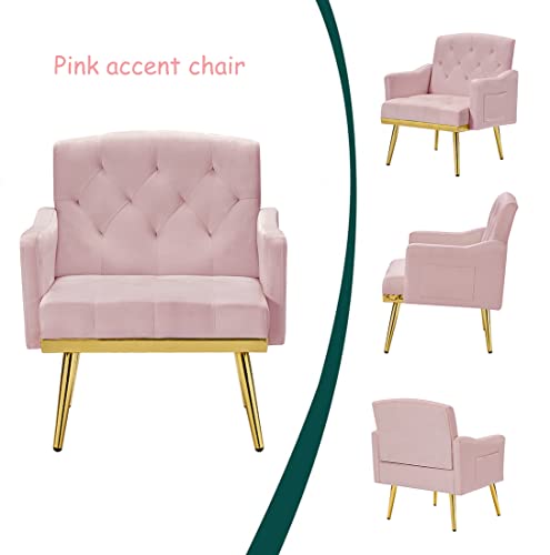 Sillón Plegable Terciopelo Rosa miniatura 5