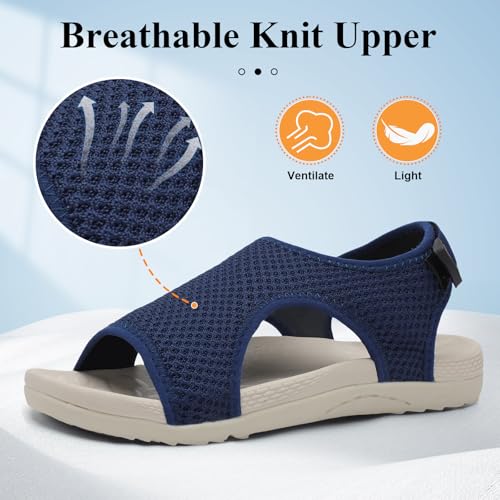 XIHALOOK Womens Orthopedic Walking Sandals with Adjustable Hooks Open Toe Sports Sandals Breathable Knit Summer Shoes4