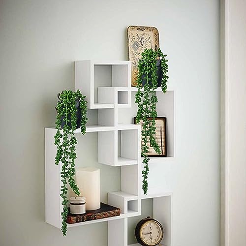 Image of Tdas Plastic & Tpe Artificial Succulent Plants Hanging Flowers Home Decor Items Plant Leaves For Living Room Hall Decorative Decoration Office In Pot (Green, 2-Pcs Hanging Succulent With Pot)