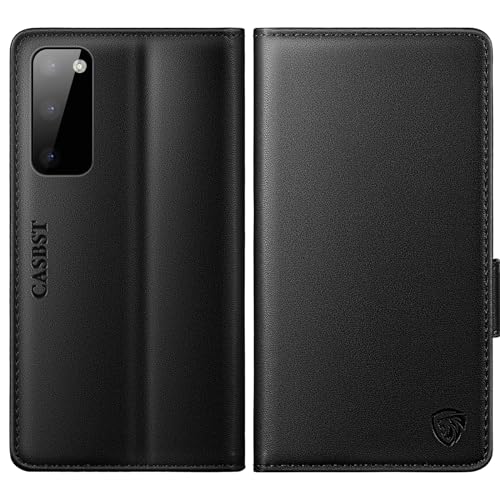 CASBST for Samsung Galaxy S20 Case Kickstand Flip Leather Wallet Book Case with Card Slots Shockproof Magnetic Closure Protective Phone Case Cover Compatible with Samsung S20 - Black