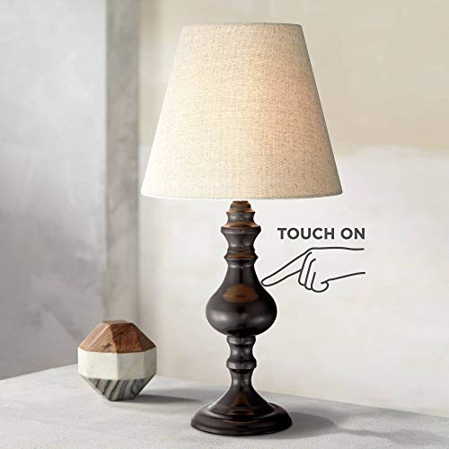 Ted Traditional Desk Table Lamp 18 1/2" High Dark Bronze Beige Empire Shade