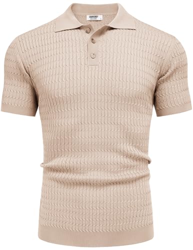 COOFANDY Mens Knit Polo Shirt Short Sleeve Vintage Textured Casual Golf Shirts Summer Beach Top4