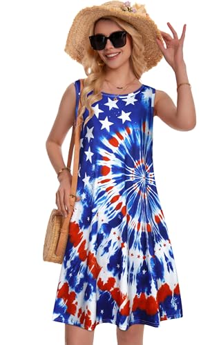 Image of Summer Dresses for Women Beach Boho Sleeveless Vintage Floral Flowy Pocket Tshirt Tank Sundresses 2026
