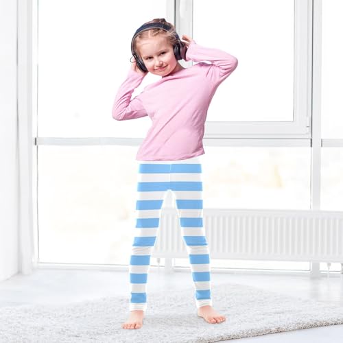 DOMIKING Lake Blue Girl's Leggings Pants Kids' Yoga Pants Stretchy Active Legging 4 Years4