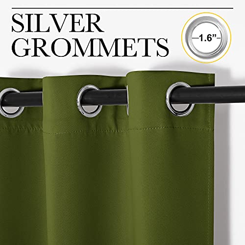 Image of NICETOWN Holiday Christmas Decor Thermal Insulated Solid Grommet Blackout Curtains /Drape for Living Room (1 Pair, 42 by 84 inches, Olive Green)