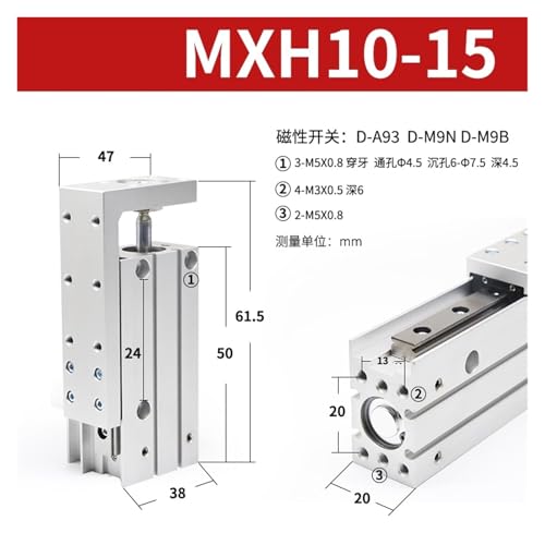 Vérin pneumatique compact à table guidée MXH6-30 et MXH10-40 - 3