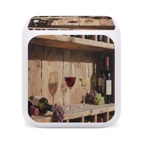 Reloj despertador de copas de vino tinto con luces LED ambientales para dormitorio u oficina 5
