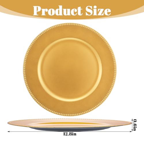 Set de 12 platos cargadores dorados plásticos 13 pulg redondos miniatura 2