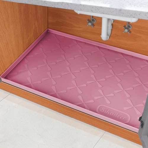 SIKADEER 34" x 22" Under Sink Mat Waterproof, Silicone Mat Kitchen Drawer Shelf and Cabinet Liner, Sink Protector for Bathroom Organizers and Storage, Boot Tray Pet Food Mats