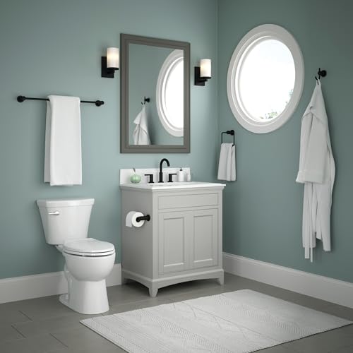 Image of Delta 4-Piece Matte Black Bathroom Set Towel Rack, Ring, Toilet Paper Holder, Hook | Nicoli Bath Accessories