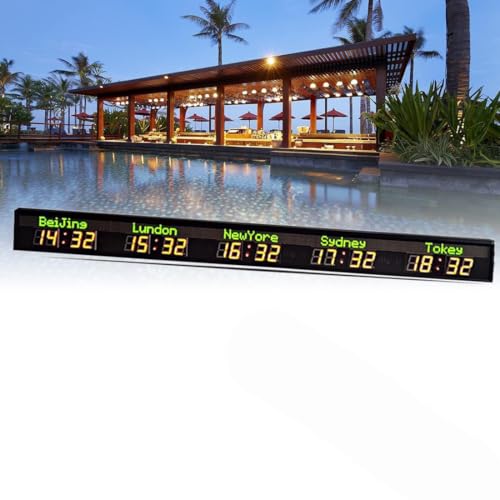 Orologio Mondiale Digitale A LED, con Visualizzazione di più Fusi Orari, Ideale per Hotel, Aeroporti E Uffici Multinazionali