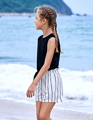 Image of Arshiner Girls Summer Outfits Hawaiian Shirt Beach Kids Clothes Spring Green Tanks Floral Leaf Short Sets Size 6