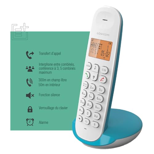 Téléphone sans Fil Logicom Iloa 150 combiné fixe couleur turquoise - 4