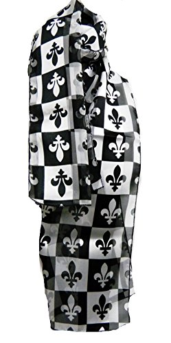 Fleur de Lis Scarf Unisex Black and White