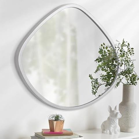 AOAOPQ Small Asymmetrical Mirror Irregular Wall Mirror Wood Framed Wall Mirrors Decorative Mirrors for Bedroom Living Room Entryway Sliver Cover