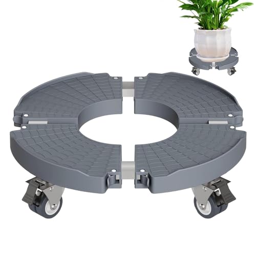 Carrello per Piante, contenitori Rotondi per Piante, Supporto per Piante, Resistenti con Ruote, Rullo per Piante Facile da Usare, per Interni ed Esterni, Vaso da Fiori da Giardino per la casa