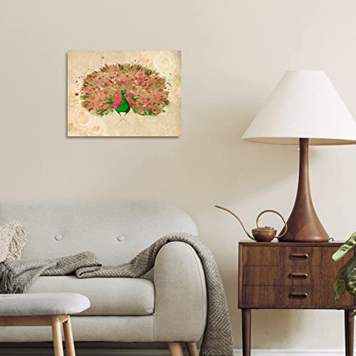 Décoration d'intérieur paon coloré rétro avec cette toile murale - 6