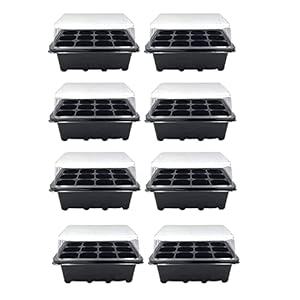 NEYOANN 8 stuks Zaadbakken met Deksels 12 Cellen Zaad Starter Tray Plastic Zaad Kweekbak Set Zaailingbakken Spruitbakken