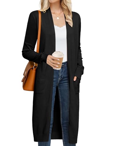 GRACE KARIN Women's 2025 Trendy Long Cardigans Sweater Lightweight Open Front Long Sleeve Maxi Duster Coats with Pockets