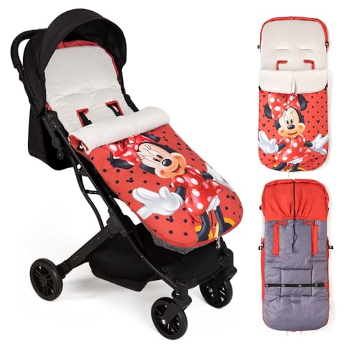 Interbaby Saco Silla Paseo Universal Saco Bebe Invierno Suave, Cálido, Afelpado | Saco Carro Bebe Invierno Desmontable, Doble Apertura, Lavado Fácil, Materiales Antialérgicos, Minnie Topos