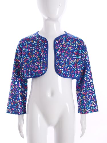 easyforever Kids Girls Boys Metallic Leopard Long Sleeve Crop Cardigan Shrug Tops for Cheerleading Dance Performance3