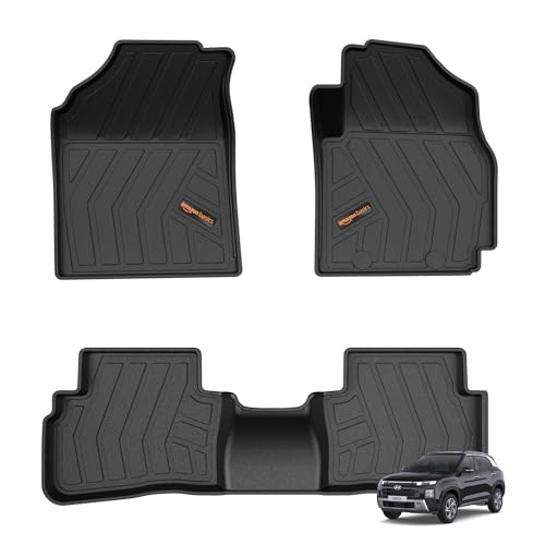 Image of Amazon Basics - 5D Car Floor Mats for Creta Facelift (Jan 2024-Present, Black) | Custom Fit | All-Weather Protection| TPE