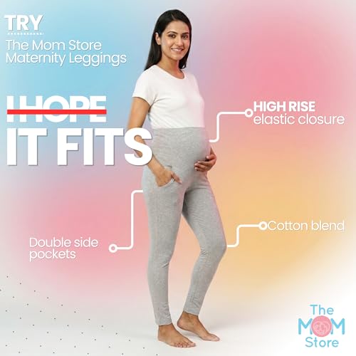 Image of The Mom Store Comfy Maternity Leggings | Comfortable | Soft | Pre and Post Pregnancy | Comfort Stretch Pregnancy Leggings for Women